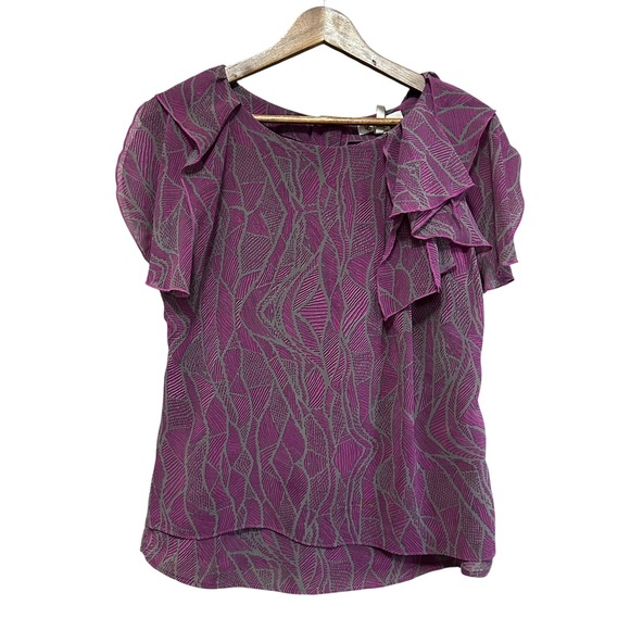 BCBG Generation Tops - BCBG Generation Purple Blouse Ruffle Details Semi Sheer Women's‎ Medium